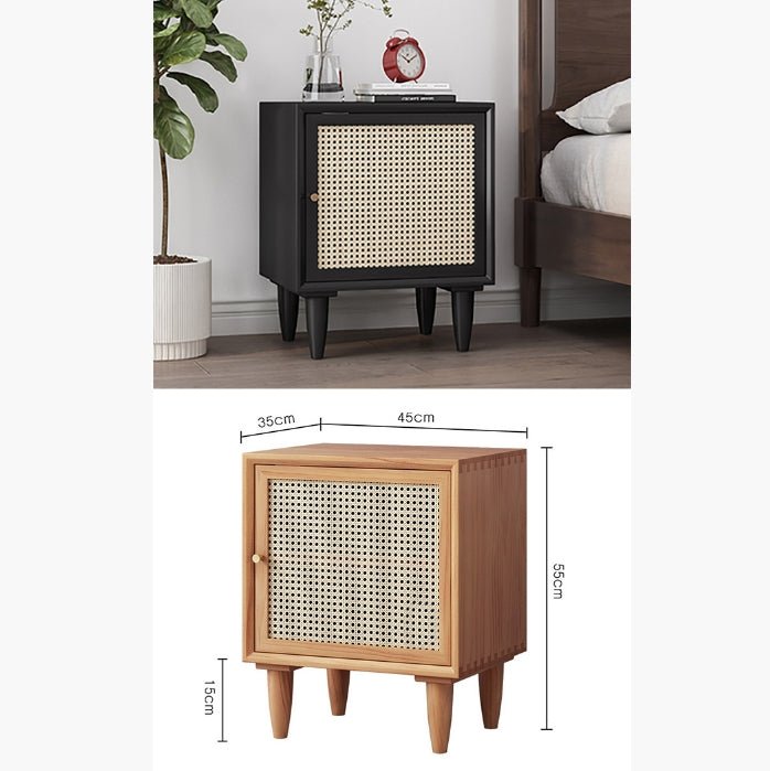 Tableau Rattan Bedside Table, Solid Wood - Miola