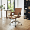 Drake Office Chair, Tan Leather, Reclining & Swivel - Miola
