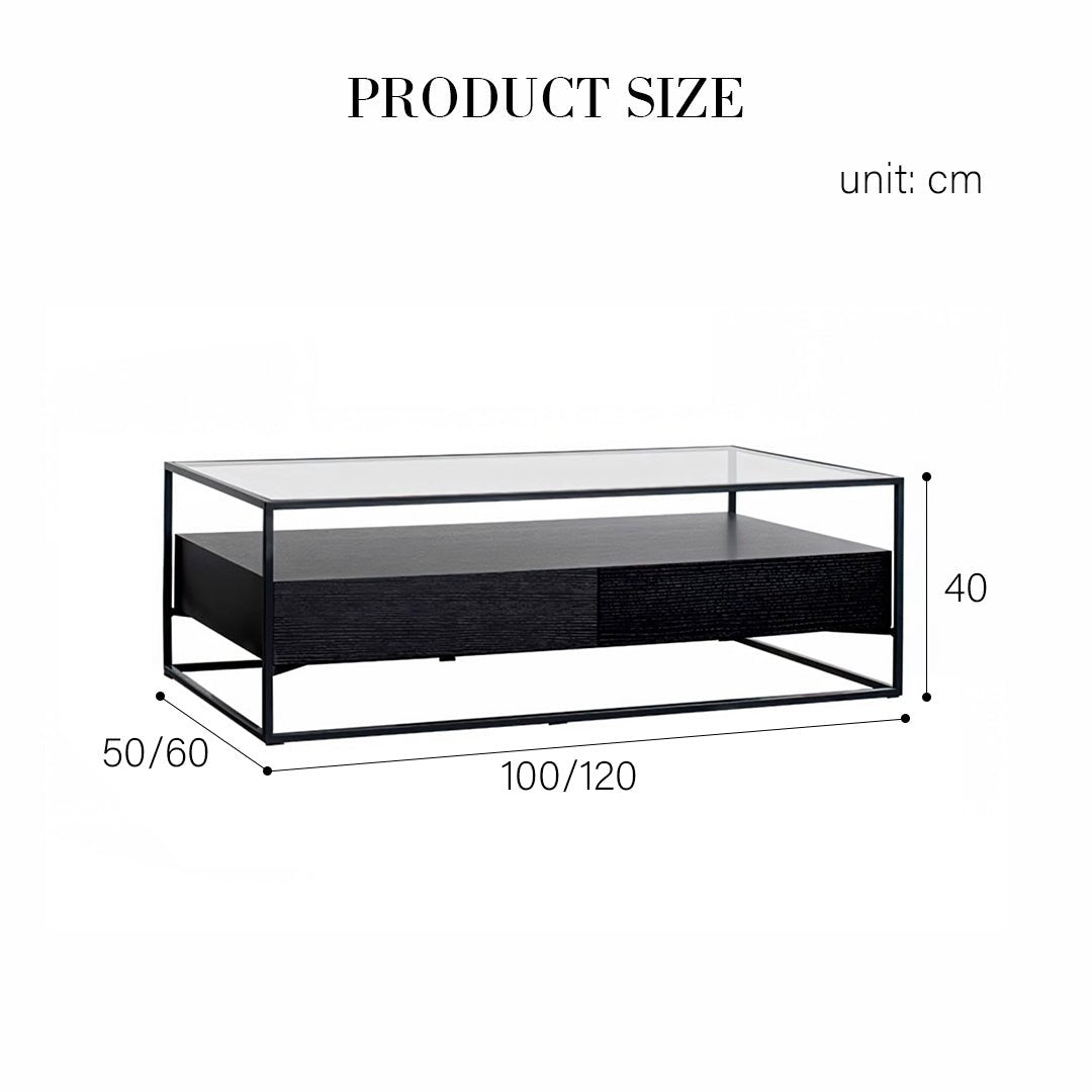 Sanderson Rectangle Coffee Table With Storage, Black - Miola
