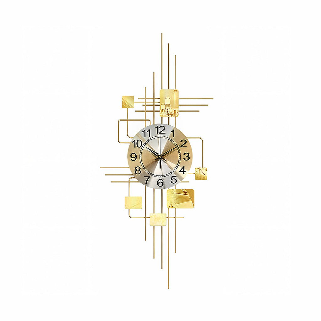 Park Art Deco Wall Clock, Silent Clock, Vertical, Gold - Miola
