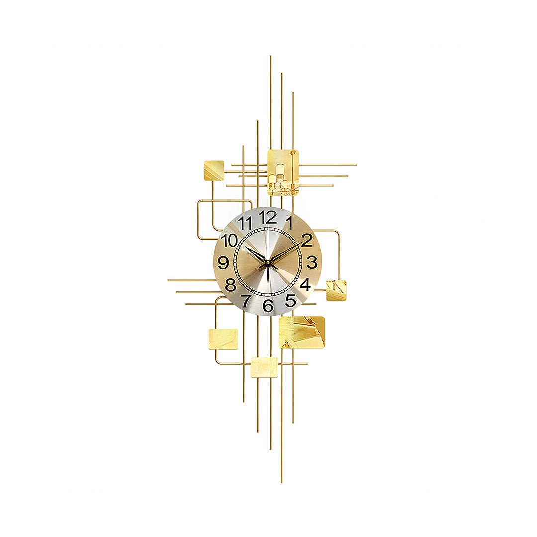 Park Art Deco Wall Clock, Silent Clock, Vertical, Gold - Miola