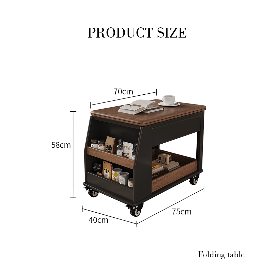 Ariana Lift Up Table, Foldable Coffee Table With Storage & Casters - Miola