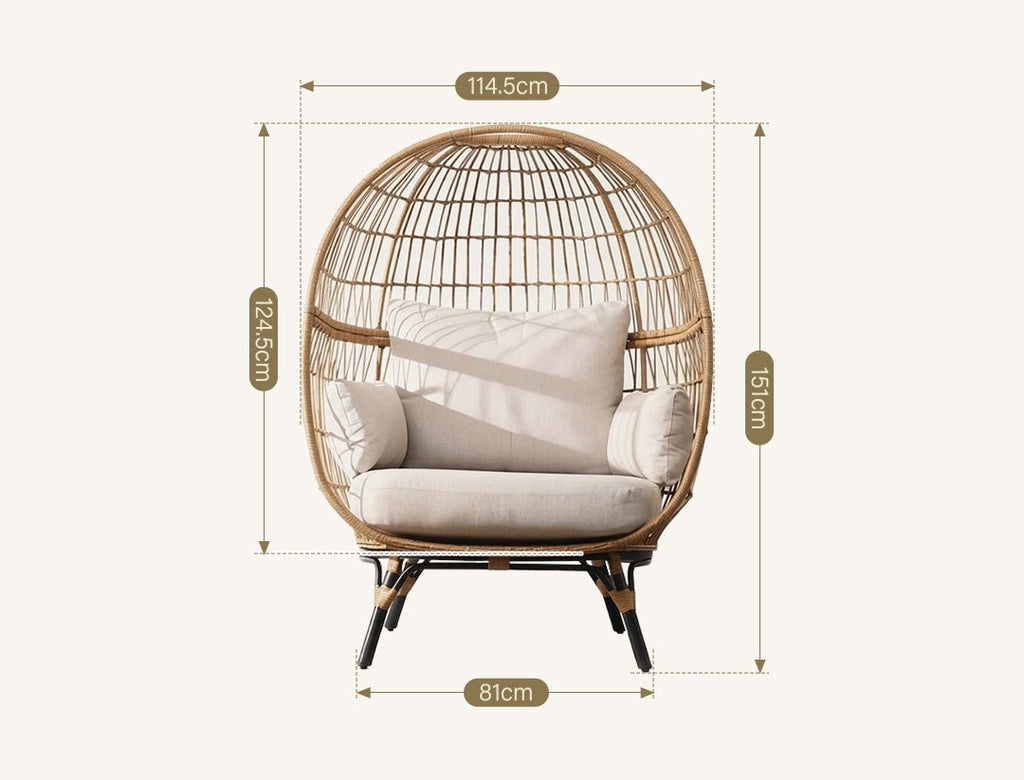 Simera Rattan Garden Ball Chair with Stand, Indoor/ Outdoor Furniture - Miola