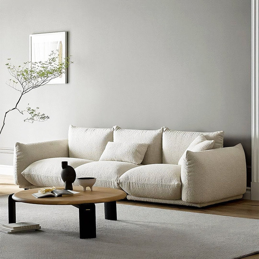 Isabella Two Seater, Three Seater Sofa, Boucle Or Velvet, White - Miola