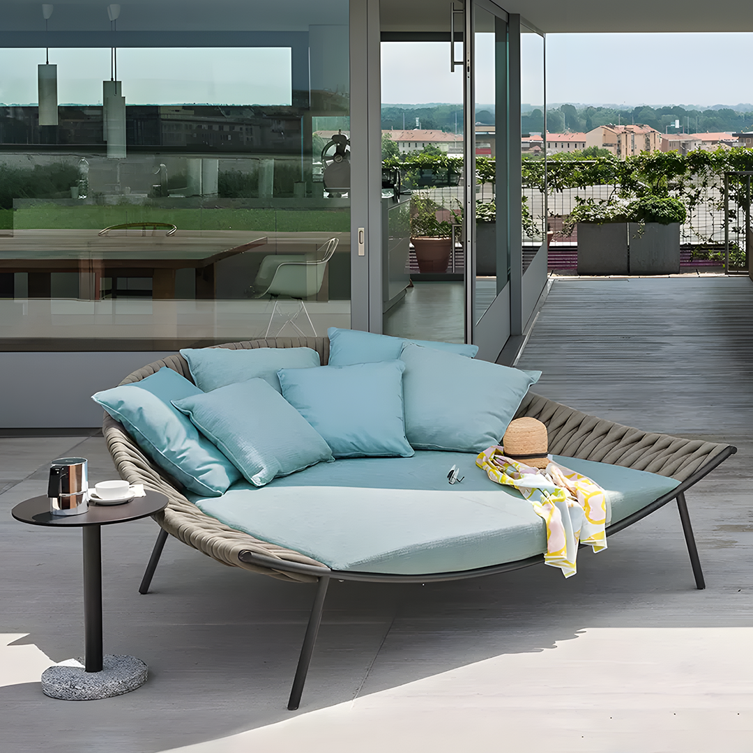 Neptune Outdoor Garden Sofa, Textilene Rope Woven Outdoor Couch Sofa