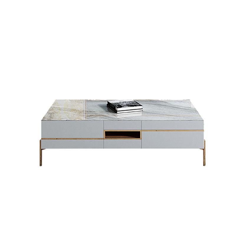 VIda Rectangle Coffee Table Set With TV Stand, Gold Leg - Miola