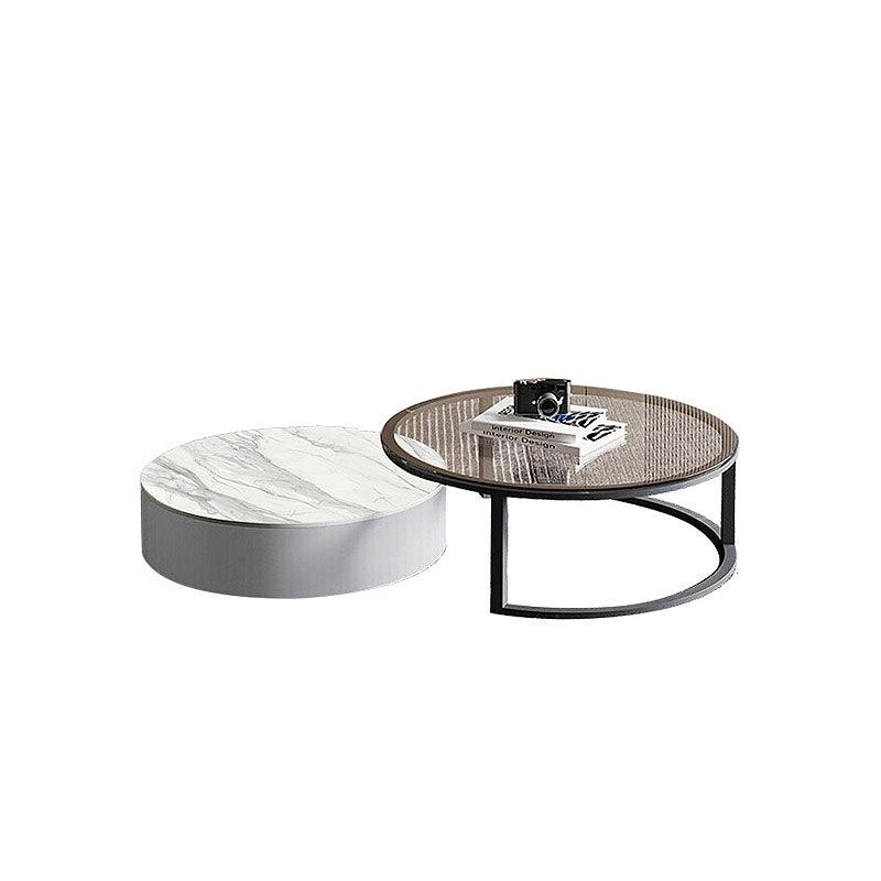 CHI Morden Round Nesting Coffee Table With TV Stand, Black Leg - Miola
