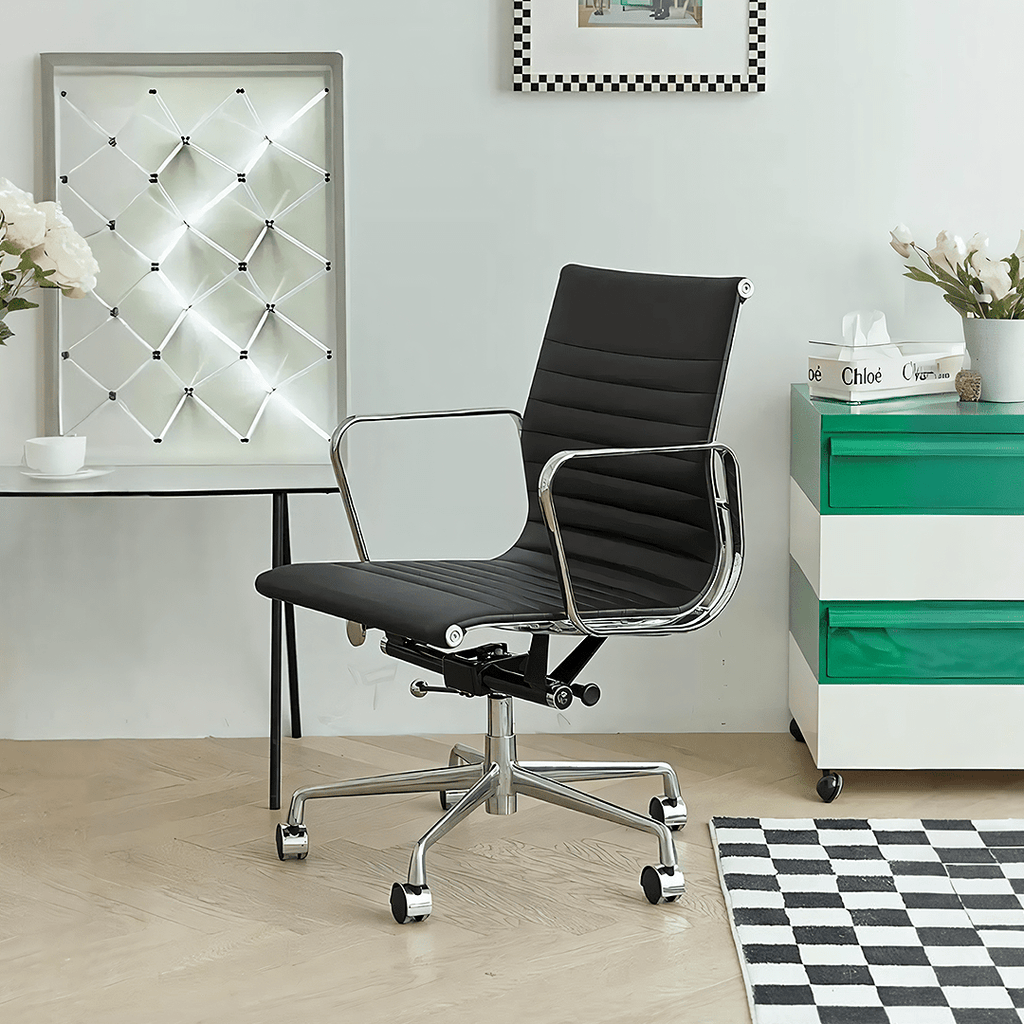 Rangi Leather Office Chair, Hight Back, Black - Miola