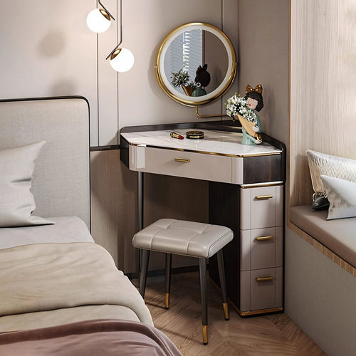 Amigo Small Corner Dressing Table, Slimline Dressing Table, With LED Mirror - Miola