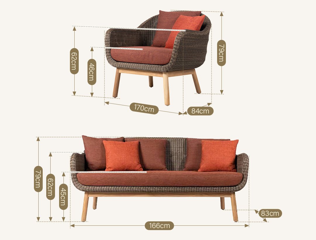 Julii Rattan Single Sofa, Two Seater Sofa, Outdoor Furniture - Miola
