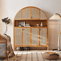 Eisha Rattan Shoe Storage, Cupboard, Solid Wood - Miola