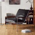 Prasad Lounge Chair Armchair With Ottoman, Real Leather - Miola