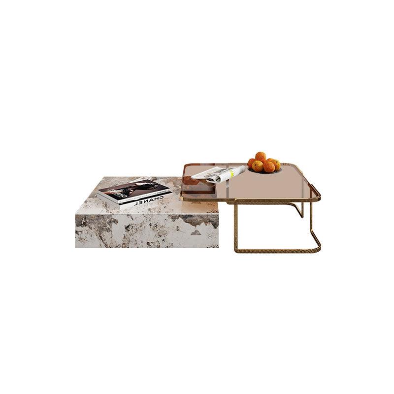 AnMoo Nesting Coffee Table Set With TV Stand, Golden Base - Miola