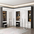 Nascimento Corner Wardrobe, Tall Wardrobe, L Shape Wardrobe With Dressing Table - Miola