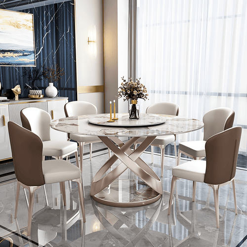 Androme Round Dining Table & Chairs, With Rotatable Tray - Miola