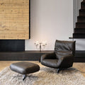 Schmidt Chiara Lounge Chair With Footstool, Swivel, Real Leather - Miola
