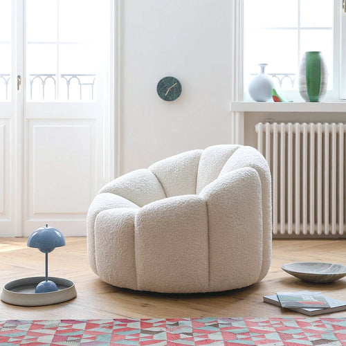 Arsav Pumpkin Armchair, White Boucle - Miola