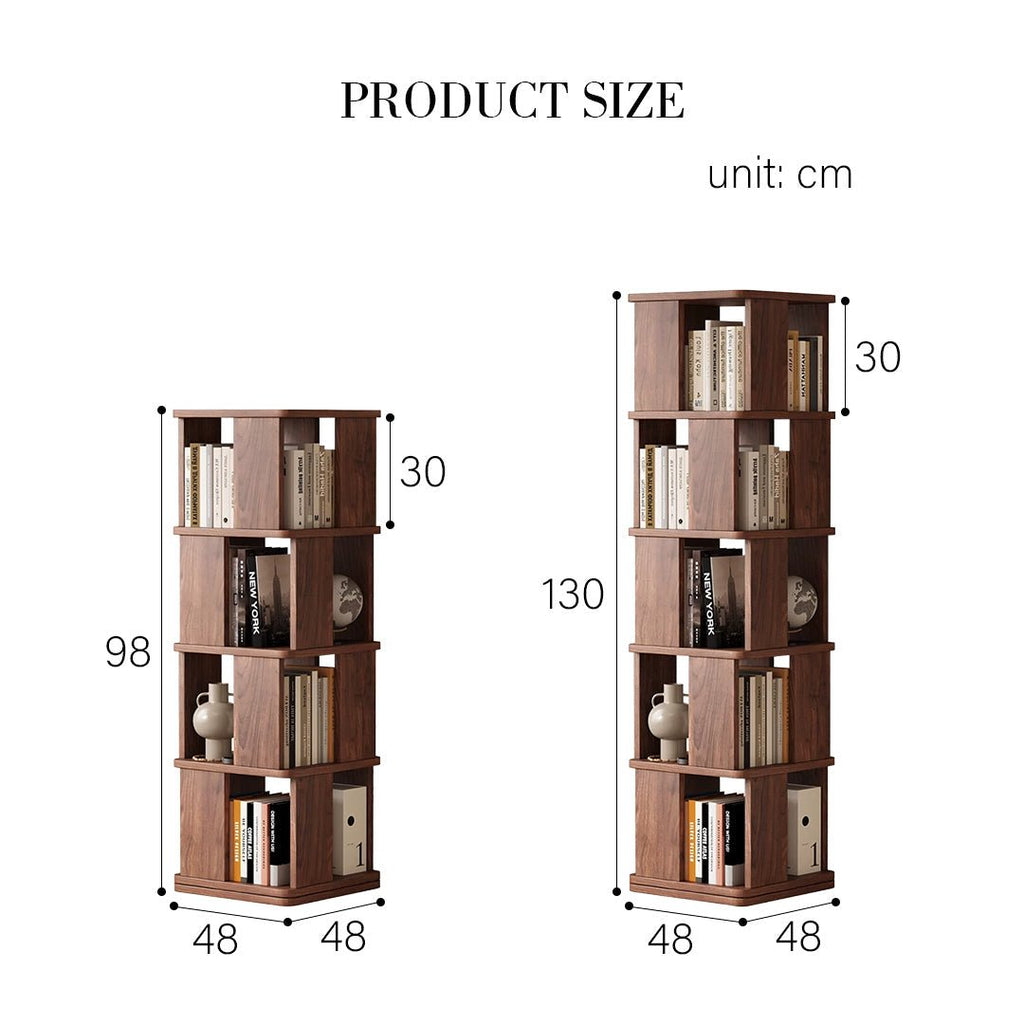 Vasiliev Rotating Bookshelf, Freestanding Shelving Unit, Solid Wood - Miola