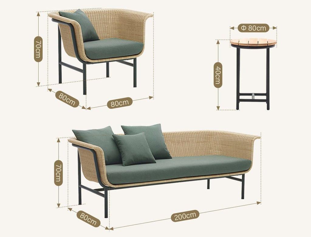 Budron Rattan Single Sofa, Two Seater, Indoor/ Outdoor Furniture - Miola