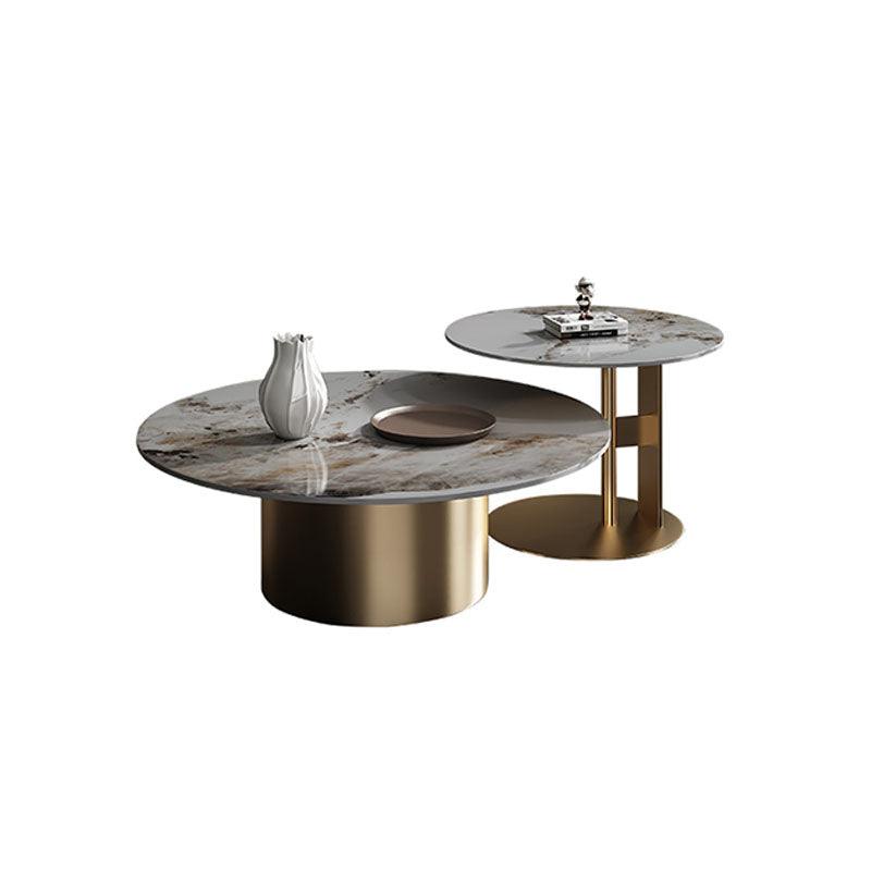 Coar Nesting Coffee Table Set, Gold & Grey - Miola