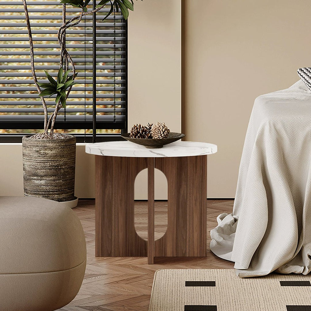 Caravaggio Round Side Table, Marble - Miola