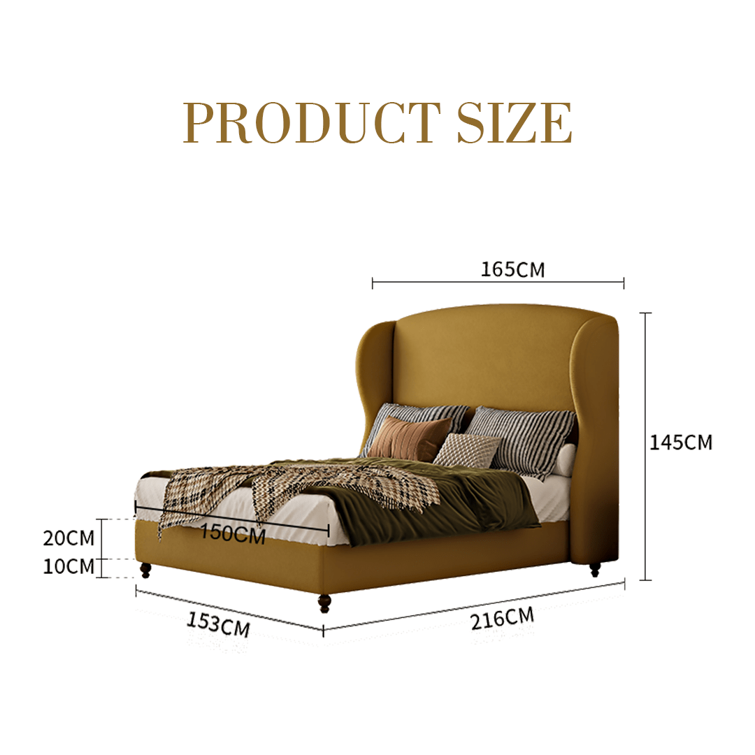 Amara Wingback Double Bed, King Size - Miola