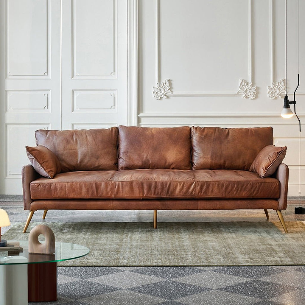 Luna Three Seaters Sofa, Three Seater Corner Sofa, Real Leather - Miola