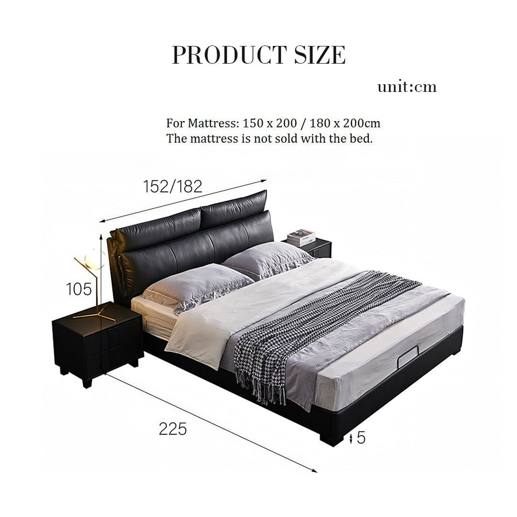 Luca King Size Superking Size Bed, Leather - Miola