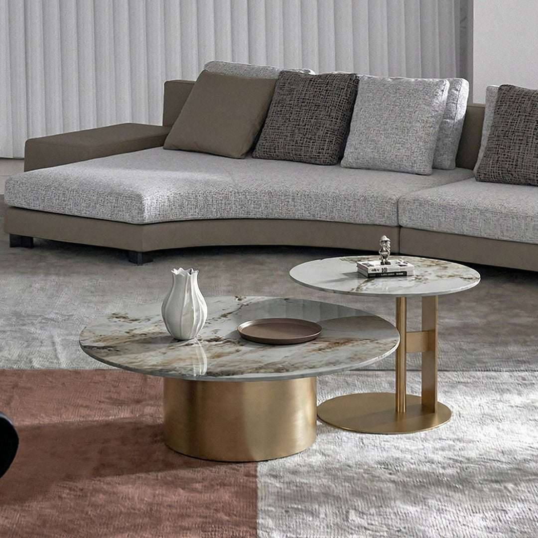 Coar Nesting Coffee Table Set, Gold & Grey - Miola