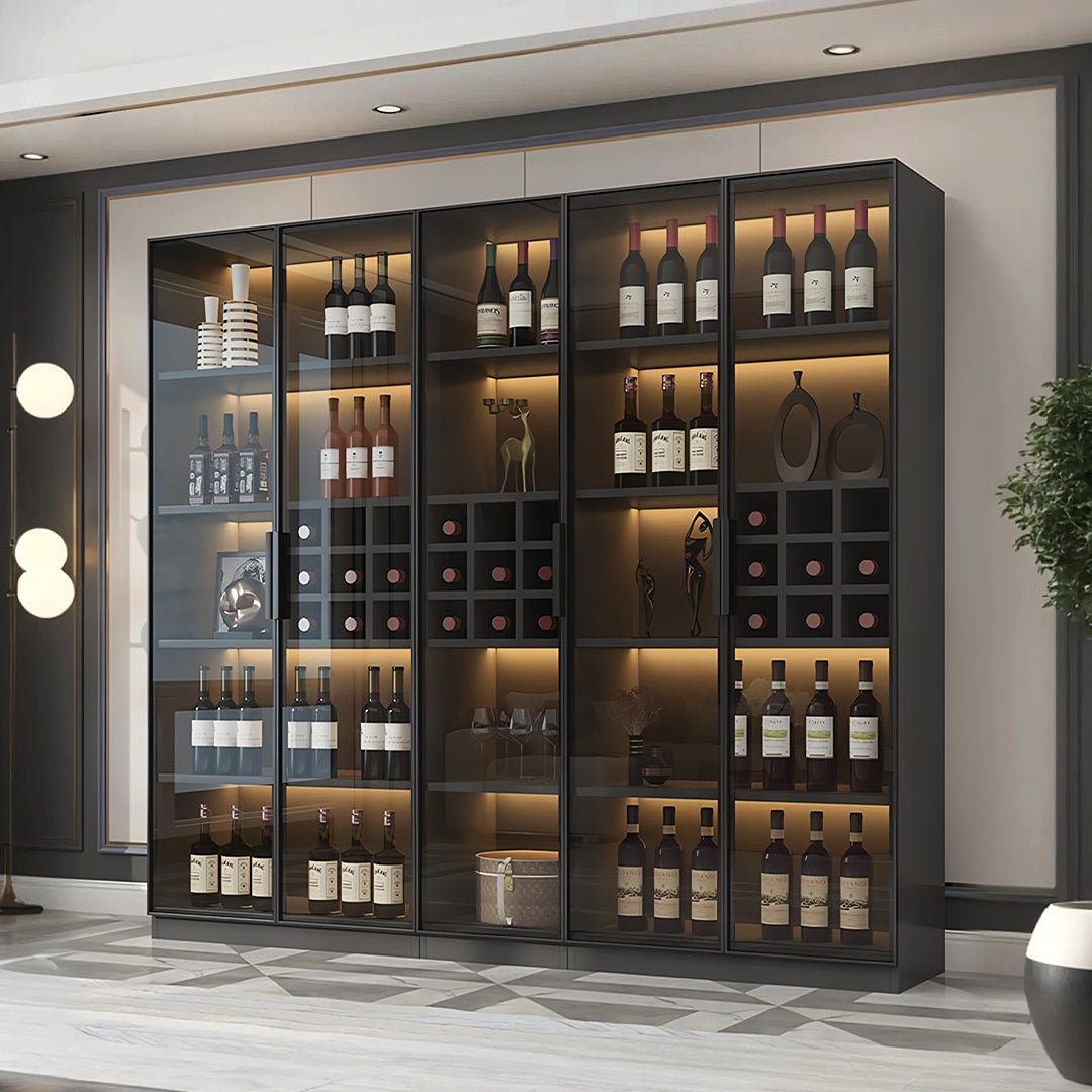 Hampshire I Wine Cabinet, Wine Storage With Glass Doors & Lights - Miola