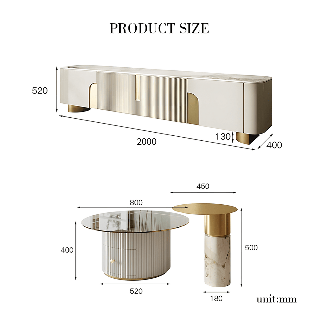Athena TV Stand, Cream & Gold - Miola
