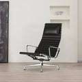 Qureshi Swivel Office Chair With Footstool, Black Leather - Miola