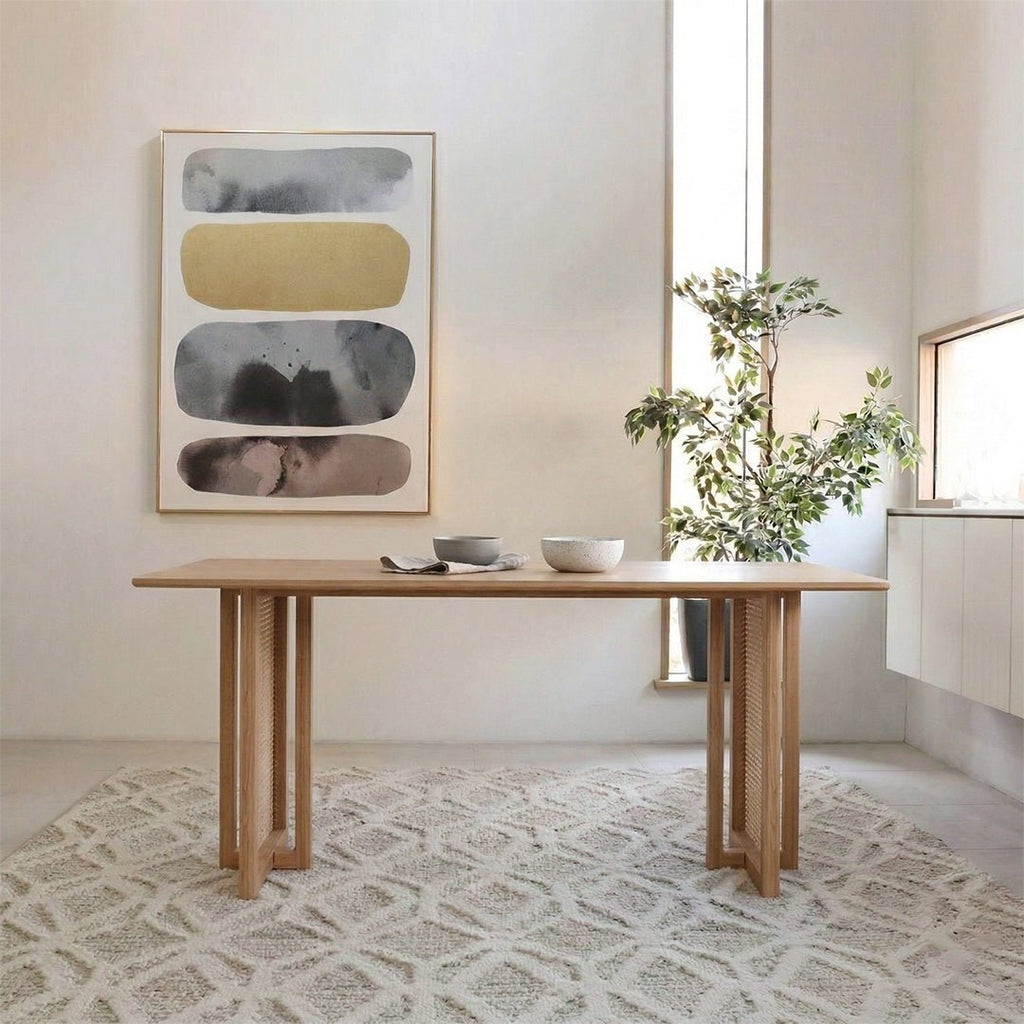 Gavril Rattan Dining Table, Oak, Rectangle - Miola