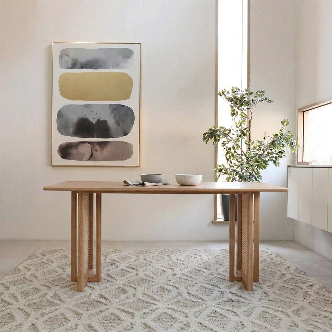 Gavril Rattan Dining Table, Oak, Rectangle - Miola