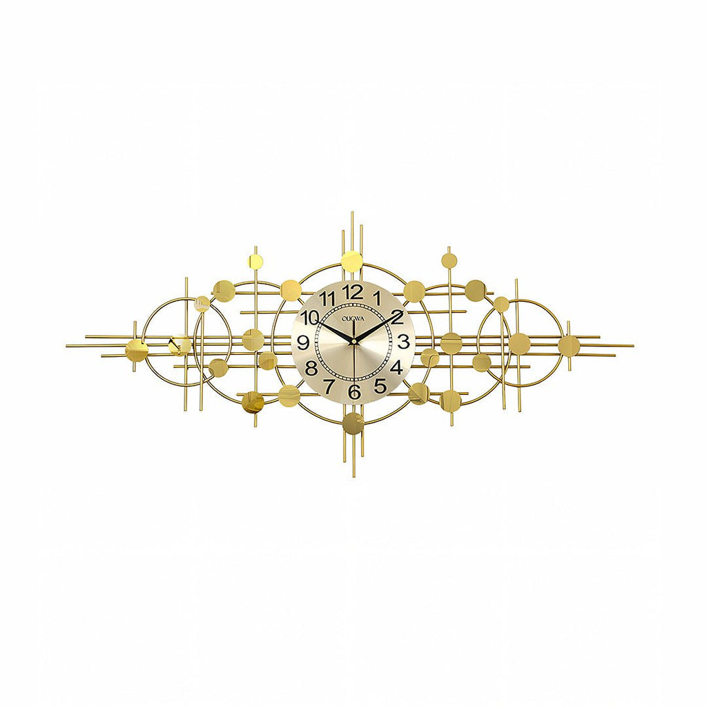 Cohen Art Deco Gold Wall Clock, Silent Clock, Horizontal Or Vertical - Miola