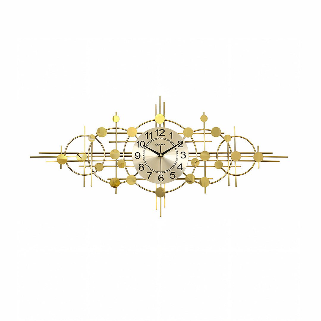 Cohen Art Deco Gold Wall Clock, Silent Clock, Horizontal Or Vertical - Miola