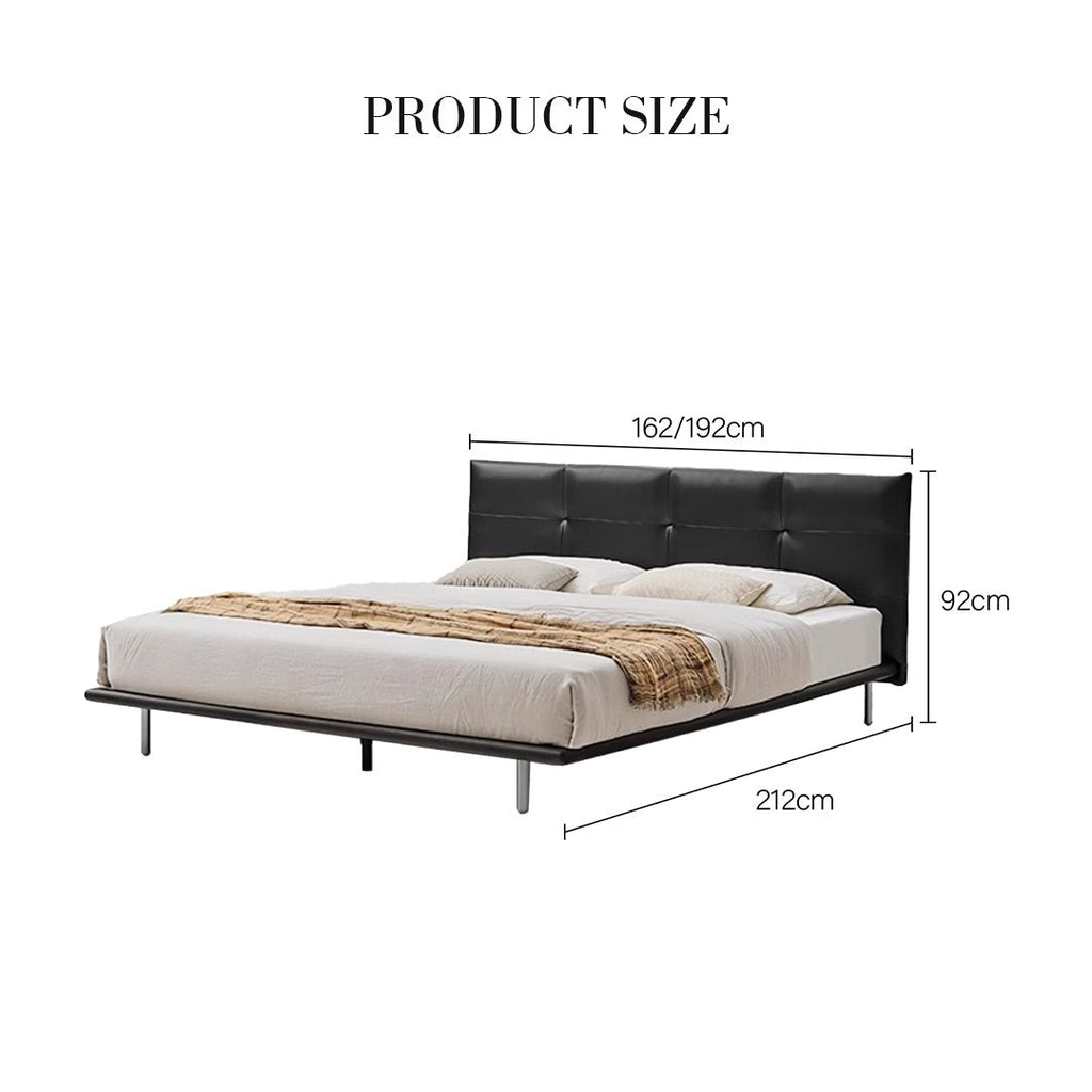 Ines Floating Bed, King Size, Super King Size Bed, Real Leather - Miola