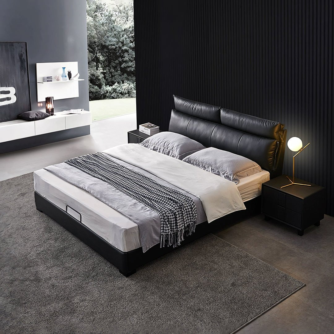 Luca King Size Superking Size Bed, Leather - Miola