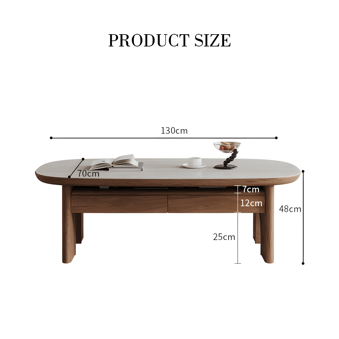 Saito Coffee Table With Storage, Wood, Oval - Miola