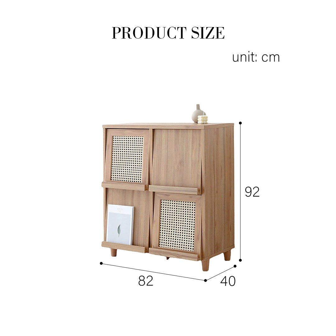 Iskandar Sideboard With Magazine Rack, Solid Wood & Rattan， Storage - Miola