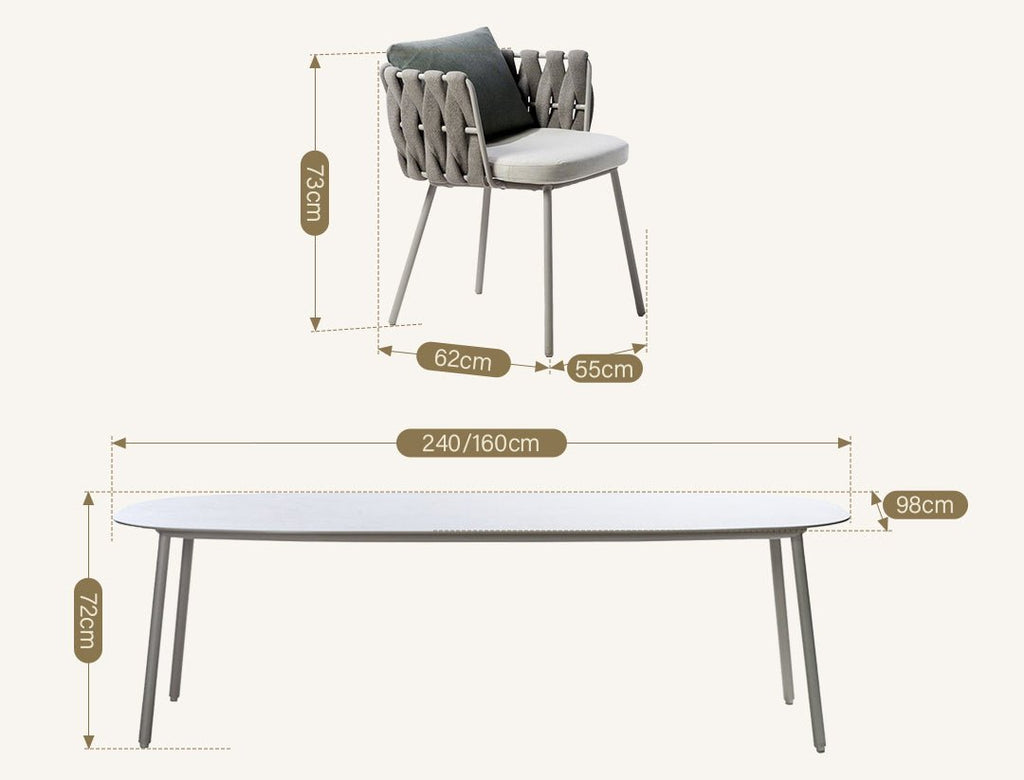 Vallee Rattan Outdoor Dining Table Set, Table With Six Dining Chairs - Miola