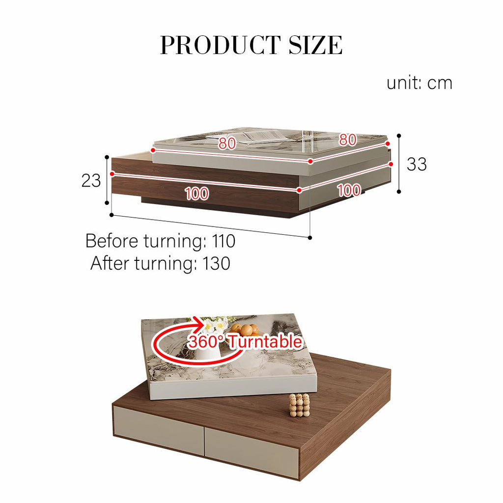 Grimaldi Extendable Coffee Table, Square Coffee Table - Miola