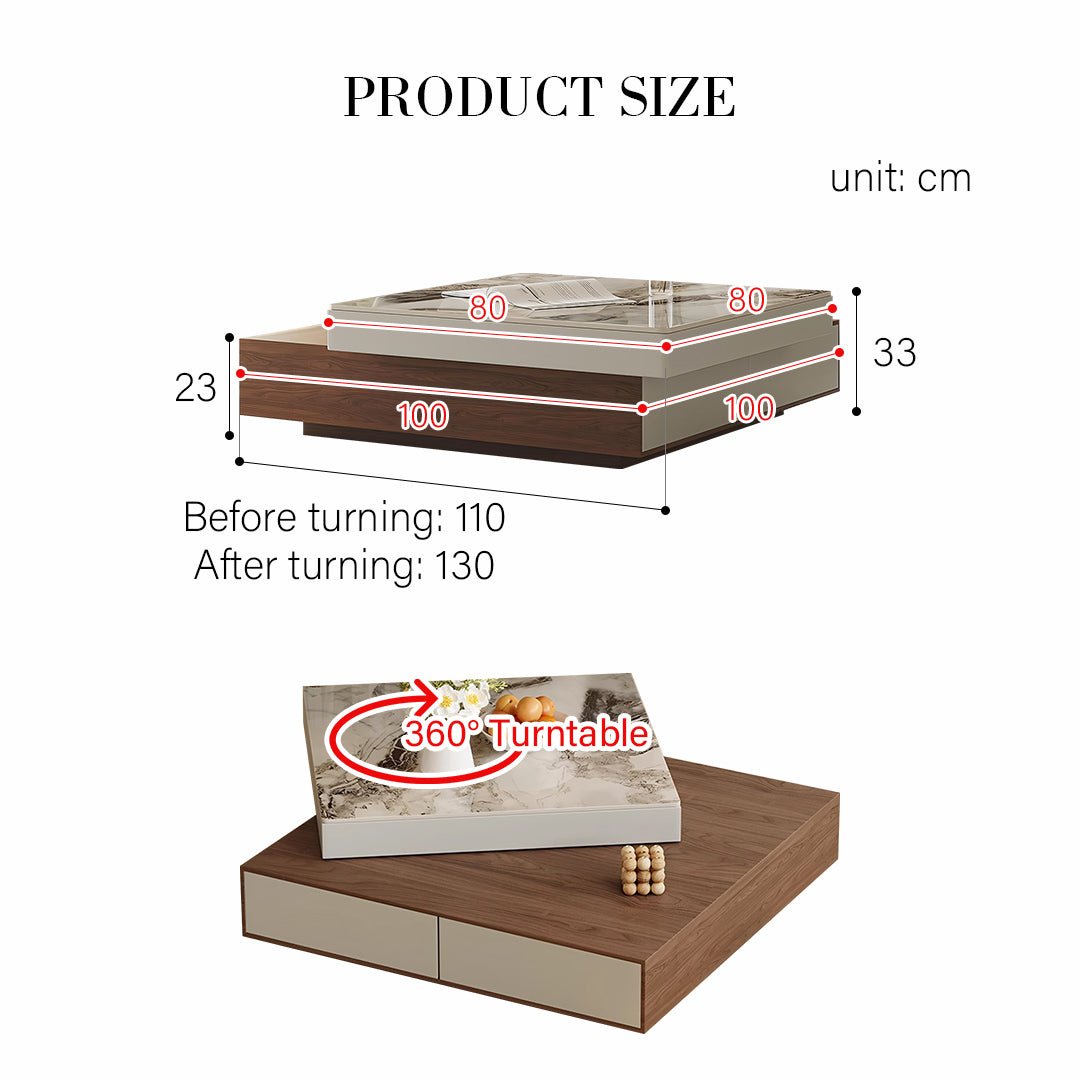 Grimaldi Extendable Coffee Table, Square Coffee Table - Miola