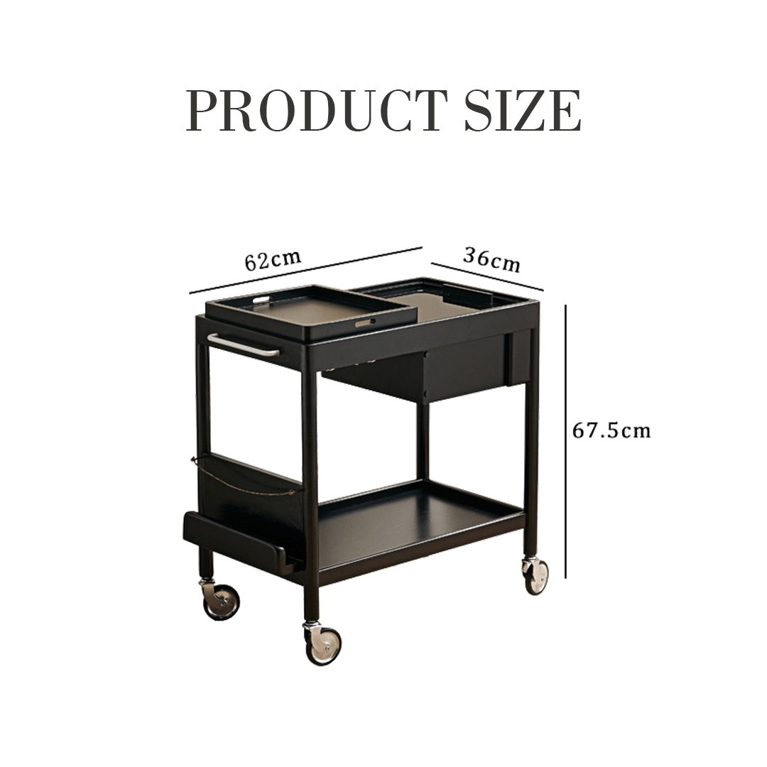 Orion With Magazine Rack Side Table With Trolleys - Miola