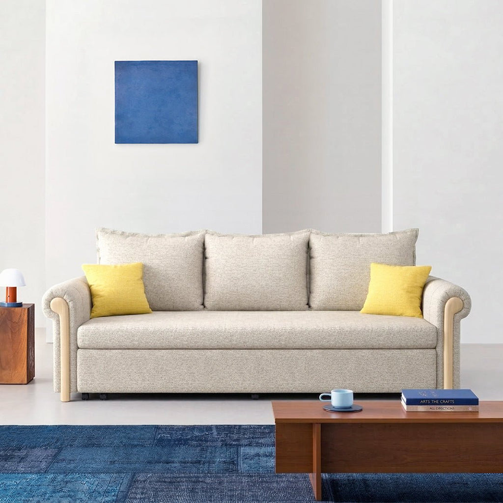 Braylene Two Seater Sofa Bed, Linen - Miola
