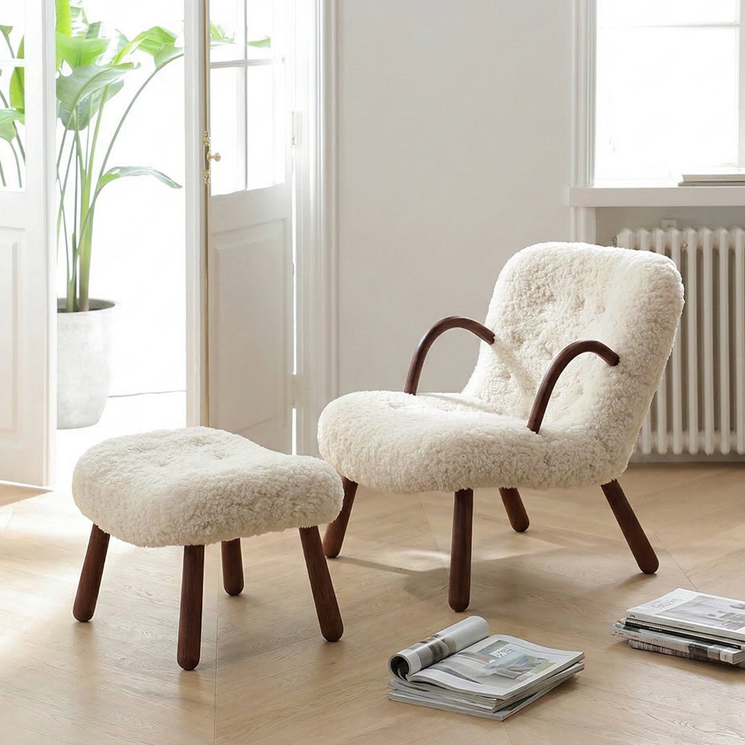 Philip Arc Armchair And Ottoman, Boucle - Miola