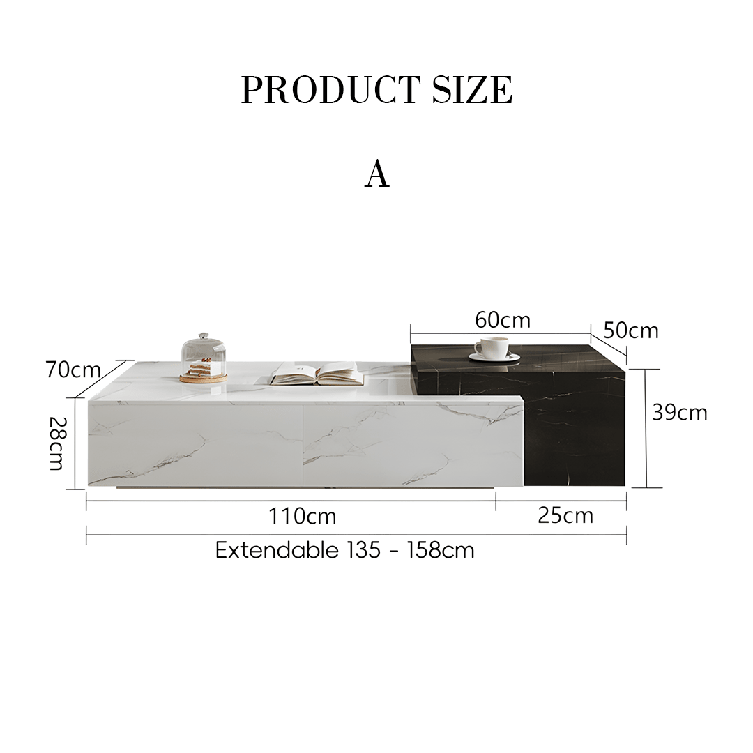 Erato Rectangle Nesting Coffee Table Set, Extendable - Miola