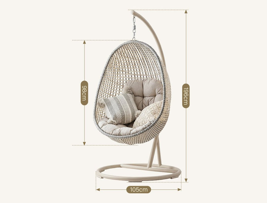 Sutton Garden Rattan Hanging Egg Chair with Stand, Indoor/ Outdoor Furniture - Miola