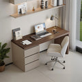 Jamal Office Desk With Storage & Office Chair, Solid Wood - Miola