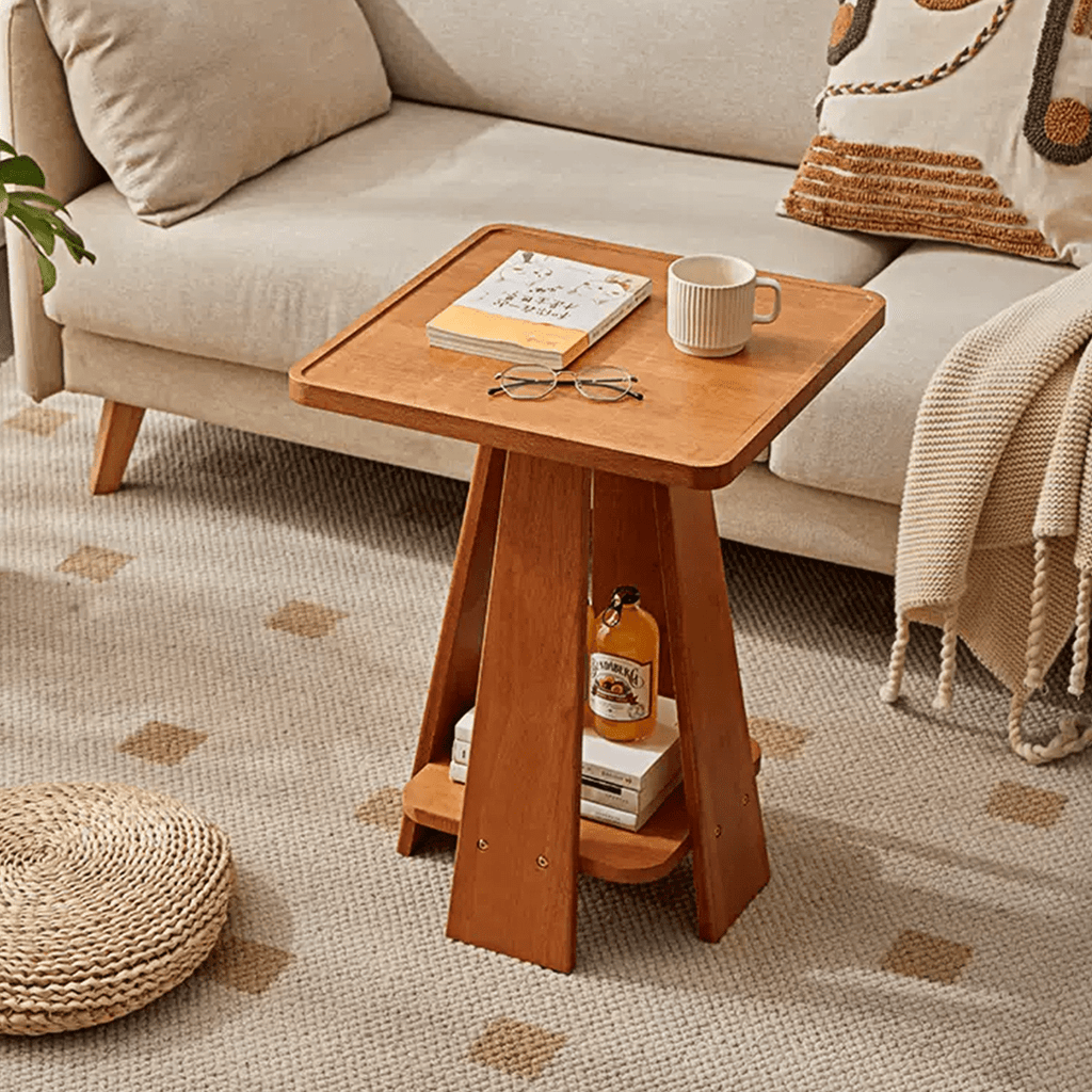 Eva Dne Side Table With Storage, Solid Wood - Miola